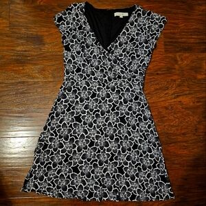 LOFT Black and White Floral Dress